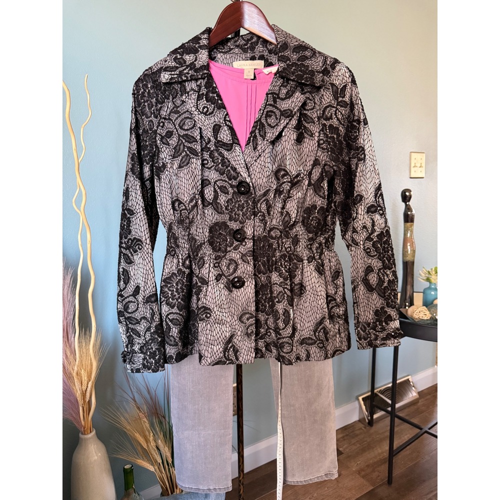 BUNDLE Laura Ashley Jacket Blue Pepper Blouse Liz Claiborne Gray Jeans Sz MPetit